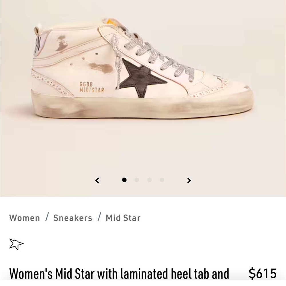 Golden Goose Mid Star with laminated heel tab and glitter laces